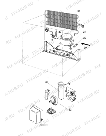 Взрыв-схема холодильника Privileg 577802-2/40644 - Схема узла Cooling system 017